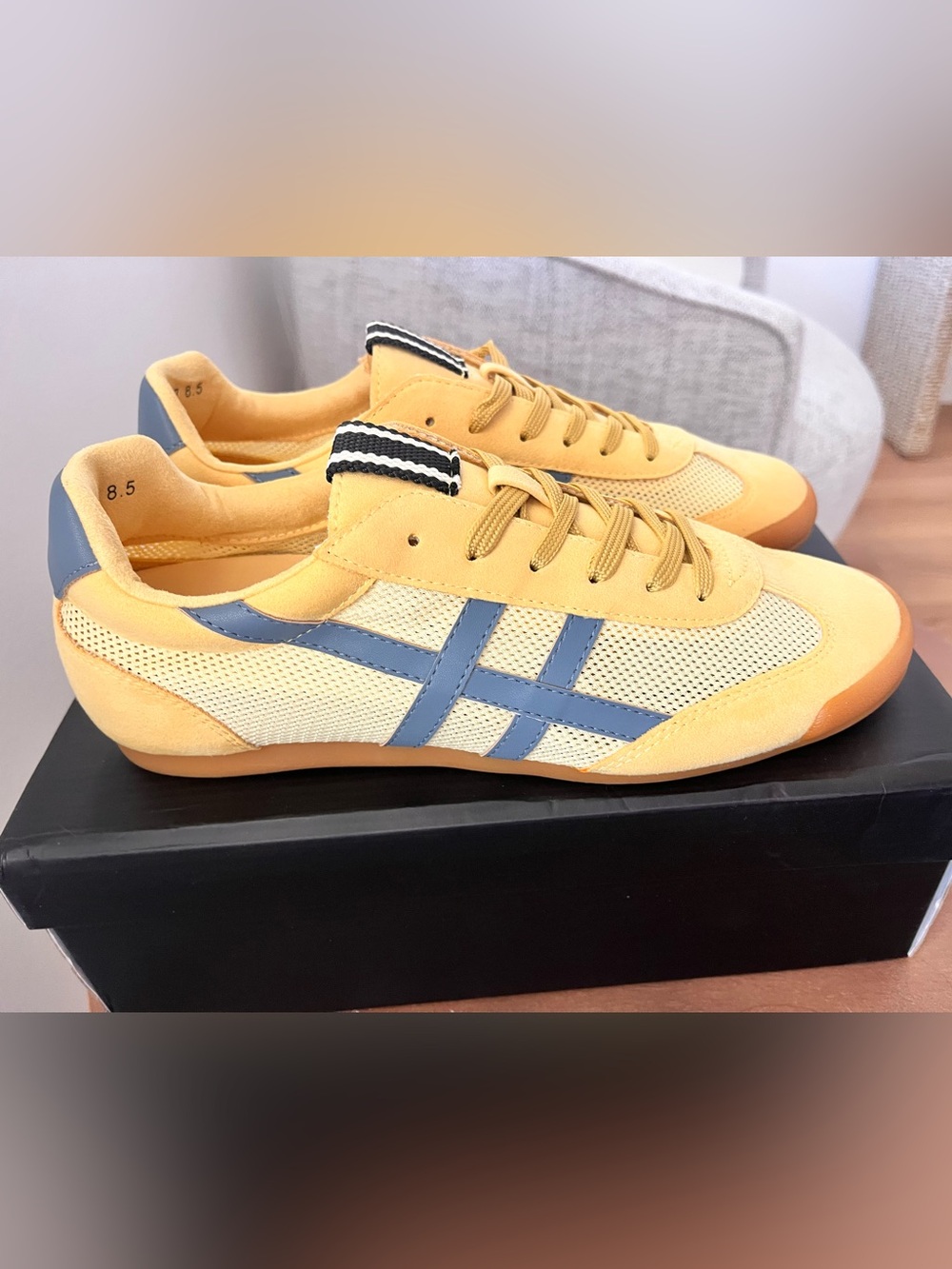 Yellow Retro Trainer Sneakers with Gum Sole